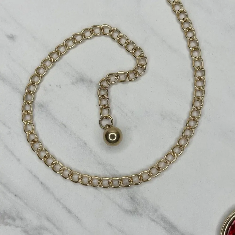 Chunky Red Rhinestone Chain Link Belt One Size (OS) ✨